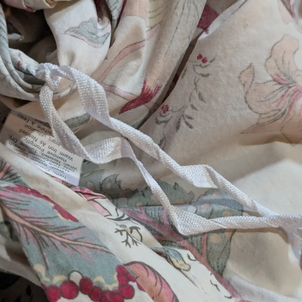 Pottery Barn Full/Queen Duvet Cover Palampore Jacobean Cream Red Preppy Cottage